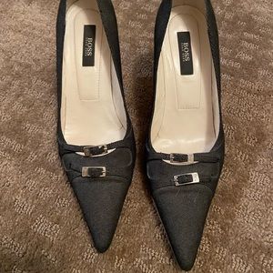 Hugo Boss Dark Grey Heeled Pumps